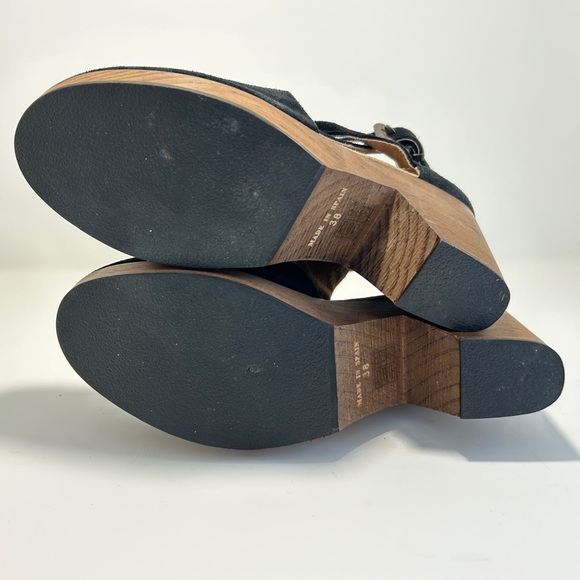 EUC Free People Cedar Clog Black Suede Platform Ankle Strap Bootie Sandal - Picture 7 of 9